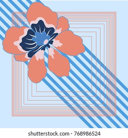 Spring retro floral print. Silk scarf vector graphics.