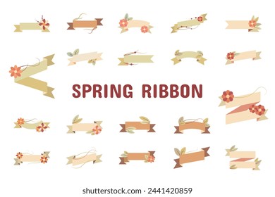 Spring Ribbon Flat Vector Illustration Icon Sticker Set Design Materials