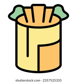 Vector de contorno de icono del cuadro de lista de primavera. Cocina gastronómica. Color de la comida china plano