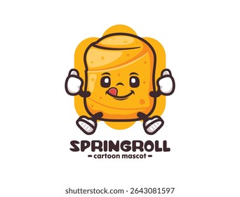 spring roll cartoon mascot vector illustration. in outline style.