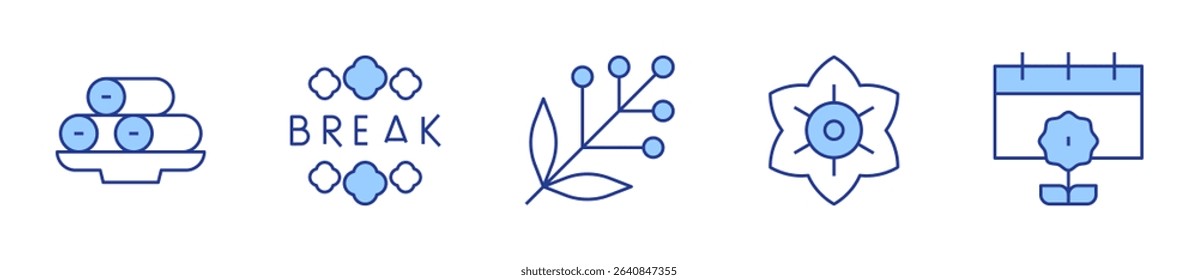 spring roll, flower, spring break, spring, acacia. Spring Icon vector illustration. Line Duotone style. Editable stroke.