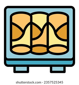 Spring roll icon outline vector. Food cuisine. Asian menu color flat