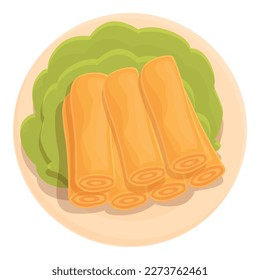 Spring roll menu icon cartoon vector. Food cuisine. Meal fried