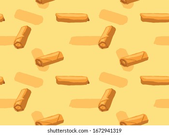 Spring Rolls Dim Sum Vector Seamless Background Wallpaper-01