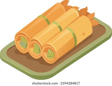 spring rolls flat vector illustration clipart isolated on white background