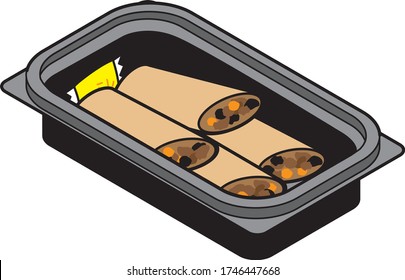 Spring rolls in a take-away food pack