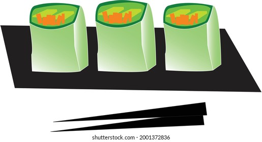 Spring rolls and vietnamese food vector design with local taste