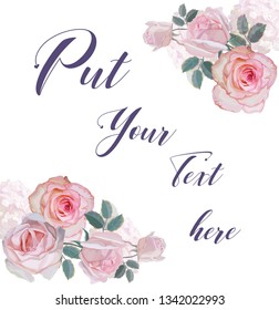 Spring rose flower for card or banner -vector