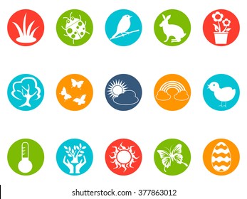 spring round button icons set