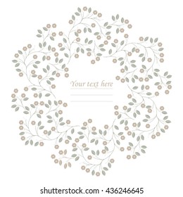 Spring round frame with leaves and flowers can be used for invitation, wedding greeting cards , birthday cards and more creative designs. 