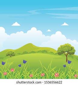 Spring Rural Landscape Lovely Scenery Nature Stock Vector (Royalty Free ...