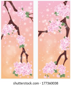 Spring sakura banners, vector illustration