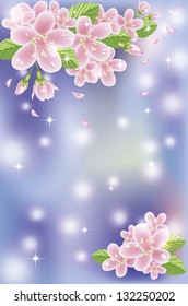 Spring sakura blossom banner, vector illustration