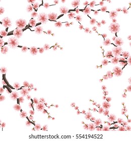 Spring sakura flowers background for the romantic design. EPS 10 vector file included