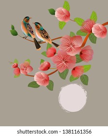 Spring. Sakura flowers are blooming. Springtime flowering of trees.