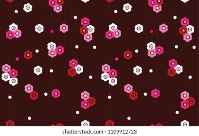 Spring Sakura flowers seamless pattern, Japanese classic floral pattern, Chinese style with blossom on a auburn background, traditional kimono fabric, Asian festive design, vector illustration

