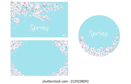 Spring sakura flowers.Set of vector colorful banners, greeting and invitation cards.  