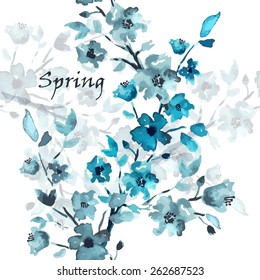 Spring sakura watercolor. Seamless background pattern. Vector