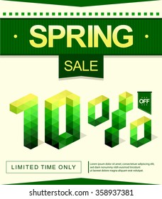 Spring Sale 10% off . for your promotion concept  . Creative business promotional