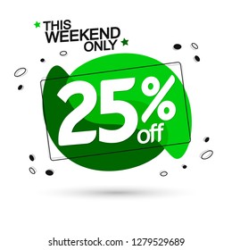 Spring Sale 25% off, bubble banner design template, discount tag, vector illustration 