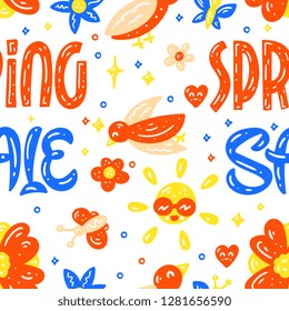 Spring sale. Abstract seamless pattern. Vector illustration