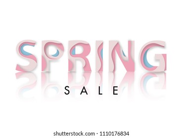 Spring sale abstract text paper art style vector