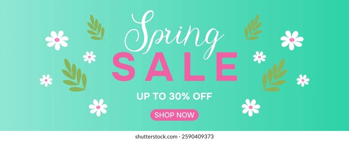 Spring Sale. Advertising banner, header. Spring sale design template. Vector.