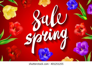 Spring sale, amazing offers message on a red background art