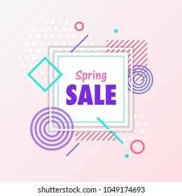 Spring sale background with abstract circle geometric pattern design and background. Use for modern design, template, poster, brochure, cover, flyer. Vector illustration EPS 10