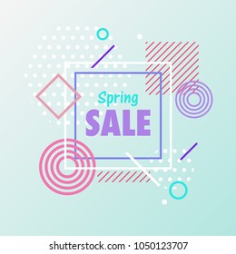 Spring sale background with abstract circle geometric pattern design and background. Use for modern design, template, poster, brochure, cover, flyer. Vector illustration EPS 10