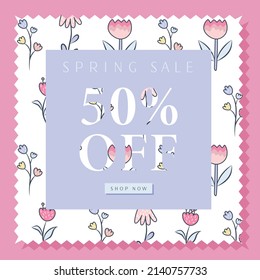 Spring sale background with beautiful colorful flower. Vector illustration template.banners.Wallpaper.flyers, invitation, posters, brochure, voucher discount.