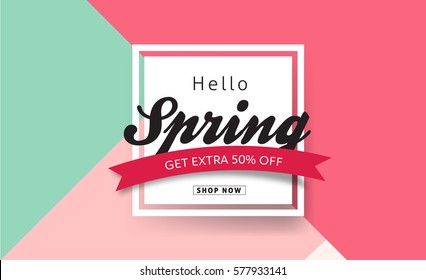 Spring sale background with beautiful colorful flower. Vector illustration.banners.Wallpaper.flyers, invitation, posters, brochure, voucher discount.