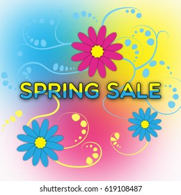 Spring sale background with beautiful colorful flower.  banners.Wallpaper. flyers, invitation, posters, brochure, voucher discount.