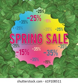 Spring sale background with beautiful colorful leaves.  banners.Wallpaper. flyers, invitation, posters, brochure, voucher discount.