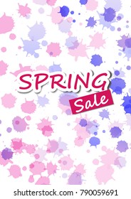 Spring sale background with beautiful drop water color, vector illustration template, banners, Wallpaper, invitation, posters, brochure, voucher discount.