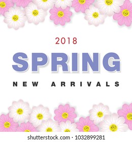 Spring sale background with beautiful flower, vector illustration template, banners, Wallpaper, invitation, posters, brochure, voucher discount.