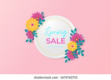 Spring sale background with beautiful flower. Vector illustration design template.banners.Wallpaper.flyers, invitation, posters, brochure, voucher discount