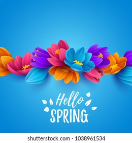 Spring sale background with beautiful flowers. Vector illustration