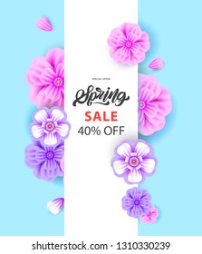 Spring sale background with beautiful flowers