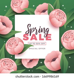 El fondo de la venta primaveral con hermosas flores. Ilustración del vector