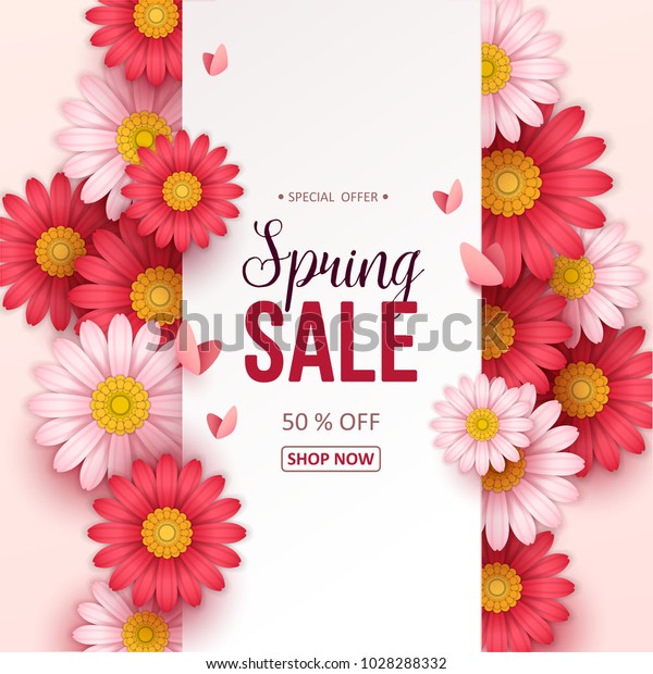 Spring sale\
background with beautiful\
flowers.
