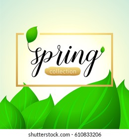 Spring sale background with beautiful leaves. Isolated Vector illustration template.banners.Wallpaper.flyers, invitation, posters, brochure, voucher discount.