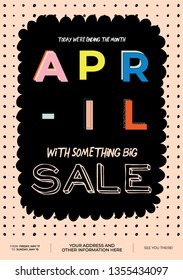 Spring sale background with beautiful and trendy lettering. Good template for web, card, poster, sticker, banner, invitation, flyer, brochure. Vector illustration