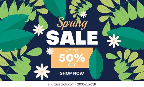 spring sale background design template with leaves