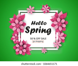 Spring sale background layout for banners. voucher discount. Vector design for shop poster, leaflet or web banner. Eps 10