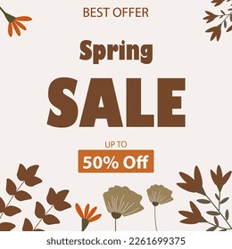 Spring Sale Background Poster Natural Flowers Template. Vector Illustration EPS10.