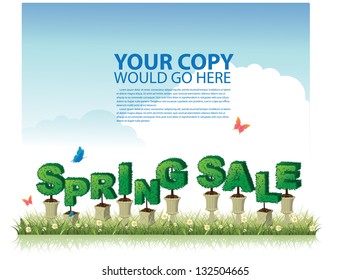 Spring Sale Background Template. EPS 8 vector, grouped for easy editing. No open shapes or paths.