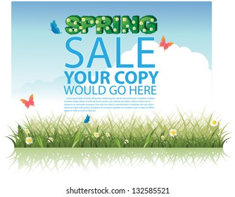 Spring sale background template. EPS 8 vector, grouped for easy editing. No open shapes or paths.