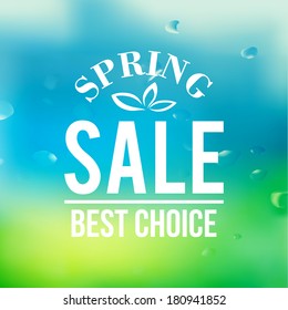 Spring sale background with text.  Vector illustration.