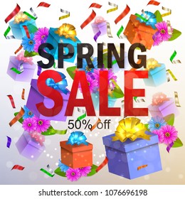 spring sale background. Vector Illustration